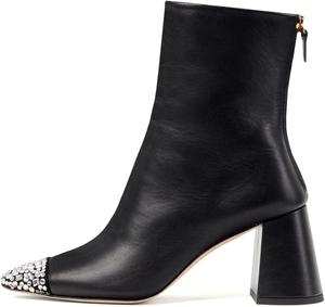 Женские ботильоны XYD с камнями, с закрытым носком, на устойчивом массивном каблуке, сзади на молнии, для вечеринок и повседневного ношения, Black