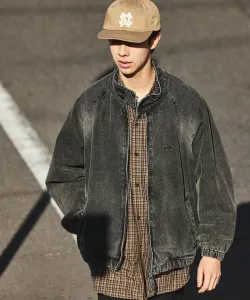 Джинсовая куртка-харрингтон с эффектом потертости Nautica, цвет Charcoal Gray