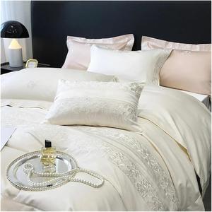GGGUOJINN Комплект постельного белья из египетского хлопка 1000TC с роскошной вышивкой White