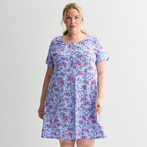 Плюс сайз ночная сорочка с коротким рукавом Croft & Barrow, Floral Twigs