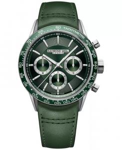 Мужские швейцарские автоматические часы с хронографом Freelancer с зеленым кожаным ремешком, 43,5 мм Raymond Weil