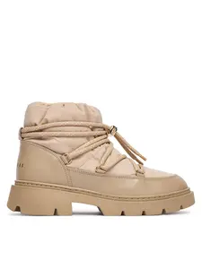 Женские зимние ботинки Inuikii Biker Puffer короткие комбинированные, бежевый