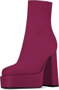 Женские ботильоны YDN на платформе с квадратным носком, высокие массивные каблуки, боковая молния, вечерние туфли для праздников, размеры 4-15 US