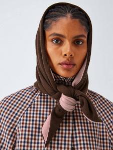 Шерстяной шарф Double Face Foulard John Lewis, Chocolate/Light Pink