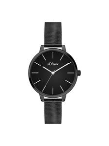 s.Oliver Классические наручные часы с сетчатым ремешком черного цвета