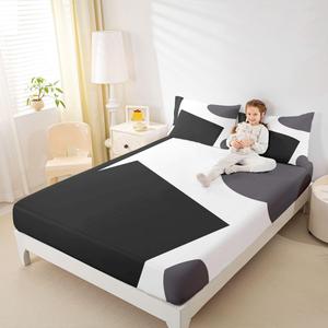 Erosebridal Комплект постельного белья Black White Gray с геометрическим принтом в серых тонах, Multi 21