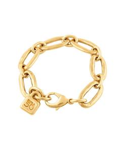Браслет из стерлингового серебра с овальными звеньями, покрытыми 18-каратным золотом UNOde50, Gold