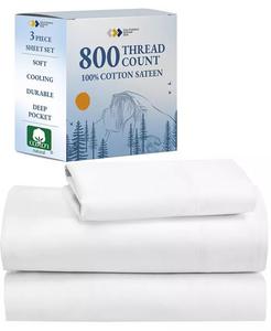 Роскошный комплект постельного белья — простыни из 100% хлопка плотностью 800 нитей, глубокий карман, мягкие, прохладные и дышащие California Design Den, белый