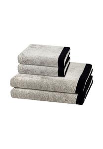 Набор полотенец Cawö Lifestyle Splash, 4 штуки, платиновый / черный
