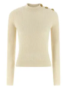 Вязаный свитер с монетными пуговицами BALMAIN, нейтральный