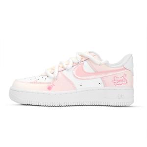 Nike Кроссовки Air Force 1 Air Force 1 с антискользящим износостойким низким верхом для скейтборда унисекс розового и белого цвета