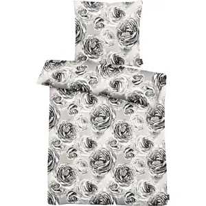 Постельное белье APELT "Беатрис", эксклюзивный крупноформатный цветочный дизайн - модный тренд, черно-белый