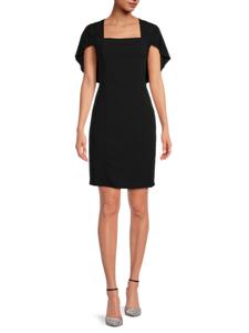 Платье-каплет из крепа с квадратным вырезом Marina, черный