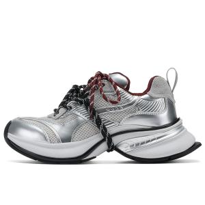 GG CC Chunky Sneakers Женские низкие кроссовки Серебристый/Темно-серый GG-CC