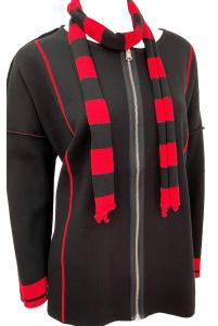 Двустороннее пончо на молнии с полосатым шарфом красного цвета Angel Apparel