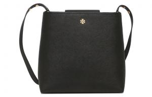 Кожаная сумка-ведро Emerson через плечо среднего размера женская черная TORY BURCH