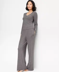 Женский мягкий пижамный комплект из трикотажа в рубчик, размеры XS–3X State of Day, серый