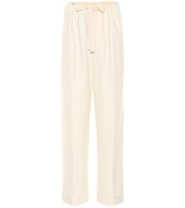 Широкие брюки из смесовой шерсти и твила Jil Sander, Natural