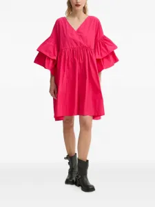 Мини-платье с оборками и V-образным вырезом Mmc Studio, розовый