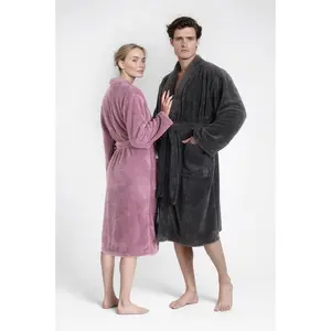 Мой домашний унисекс-халат Lillou Kimono, идеально подходит для сауны и спа, гостиничный халат, утренний халат, 1 шт., мягкий флис, плюш, для женщин и мужчин, размеры XS-3XL My Home, антрацит