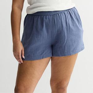 Джинсовые шорты Juniors' plus size high rise smocked double gauze So, Cyclone Blue