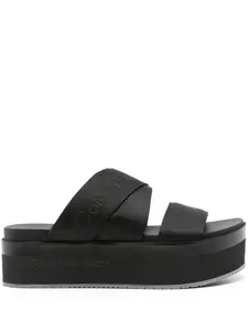 Босоножки на платформе с жаккардовым логотипом Calvin Klein Jeans, черный