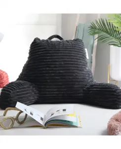 Мягкая полосатая подушка для чтения с подлокотниками, средний размер Nestl, темно-серый