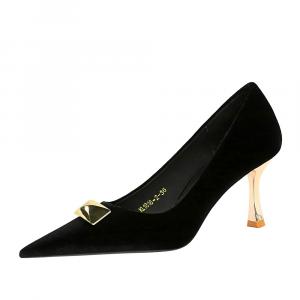 Туфли на тонком каблуке высотой 7 см для женщин QITUMAUL, Black[Heel Height 7Cm]