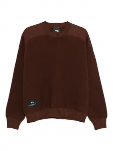 Свитер в рубчик с круглым вырезом Y-3, коричневый