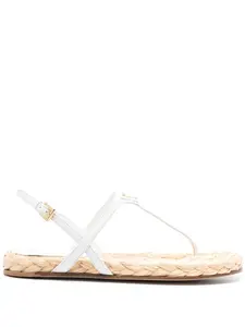 Сандалии с ремешком на пятке и логотипом Prada, белый