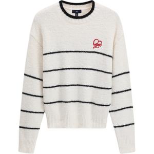 GAP Трикотажный свитер для женщин, цвет Ivory White, круглый вырез, умеренная посадка