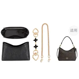 Luxury Care Artisan Workshop Сверхлегкий водонепроницаемый аксессуар для сумки, наполнитель DuPont Paper, наплечный ремень с металлическим удлинителем цепи, белый, (Black Gold)[Complete Set]Black Liner+Four-Leaf Clover Extender Chain+Decorative Chain