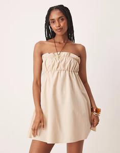 Мини-платье с оборками на груди в дымчато-сером цвете Asos Design