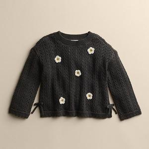 Детский свитер с ажурной резинкой для девочки Little Co. By Lauren Conrad, Black Daisy Sweater