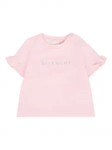 Футболка с рюшами и логотипом Givenchy Kids, розовый