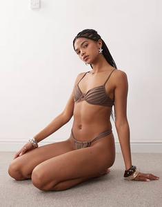 Мисс Селфридж, комбинируй и сочетай, топ бикини с бретельками цвета мокко Miss Selfridge