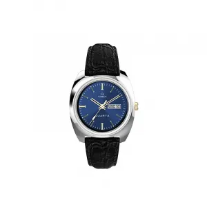 TIMEX Часы Q Series Wrist Watch Quartz Movement Leather Strap Blue Dial Men's Watch, Blue
