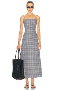 Текстурированное платье в клетку Enza Costa, Black Gingham