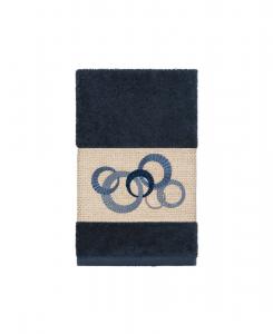 Турецкое хлопковое полотенце для рук Аннабель, украшенное вышивкой Linum Home, Navy, Hand Towels