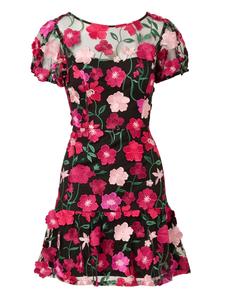 Коктейльное платье Adrianna Papell Embroidered Flounce, черный