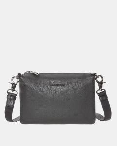 Кожаная сумка через плечо с тройными ластовицами черного цвета Mandarina Duck, черный