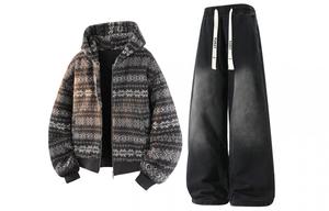 Толстовка Casual Sportswear утепленная с флисовой подкладкой X1617, темно-серый top+черный jeans