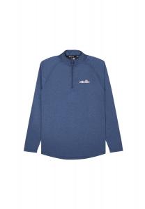 Рубашка мужская с длинными рукавами BOVARO - фитнес, спортивная, воротник стойка, молния, логотип Ellesse, синий