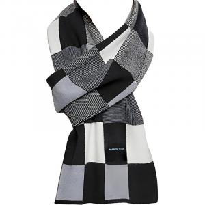 Шарф вязаный мужской WARRIOR, черный белый серый plaid[thermal comfortable]