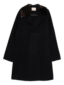 Двубортное пальто, украшенное пайетками Plan C, синий