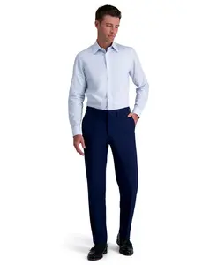 Мужские классические брюки прямого кроя Premium Comfort с 4-сторонней растяжимостью, без складок и стрелок Haggar, синий