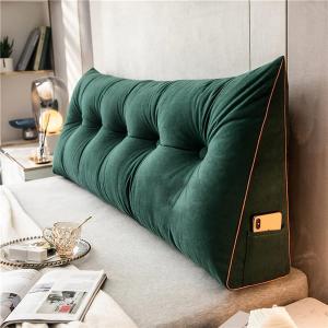 Треугольная подушка для изголовья кровати, подушка для чтения, размер Queen Size, съемная опорная подушка для дивана, кровати, двухъярусной кровати, спинки кровати в общежитии со съемным чехлом (Цвет: зеленый, Размер: 120x50x20 см) COZMAX, Green