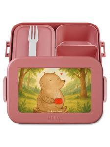 Mr. & Mrs. Panda Дизайн бенто-бокса с изображением медведя и кофе без слогана, пастельно-красный цвет