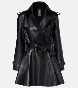 Мини-платье с поясом, двубортное и расклешенное Norma Kamali, Black