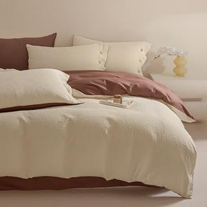 LUOLAI HOME Комплект постельного белья 1,5 м, пододеяльник 200x230 см, 4 предмета, Rumei, цвет милкшейк белый